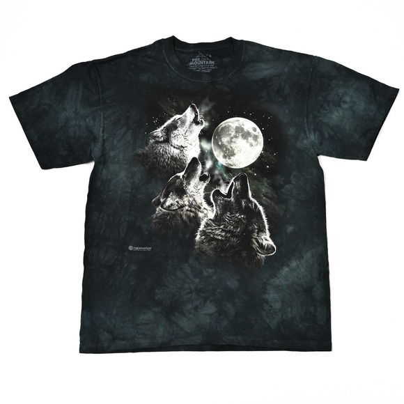 The Mountain Shirt Men's Medium Wolves Full Moon Tie Dye Graphic Tee USA Nature - Picture 2 of 8